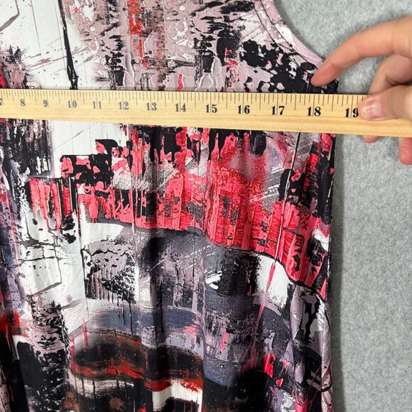 Papillon Dress Small Red Purple Flowy Pockets Jersey Knit Abstract Artsy Print - Picture 7 of 11